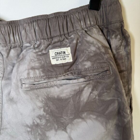 Katin Mens Tie Dye Elastic Waist Shorts Medium Gray Cotton Blend Casual Surf - Picture 5 of 12